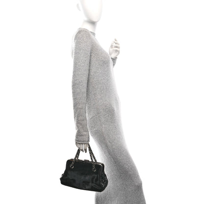 Chanel Pony Hair Lambskin Quilted Kiss Lock Frame Bag Black 2 of 12