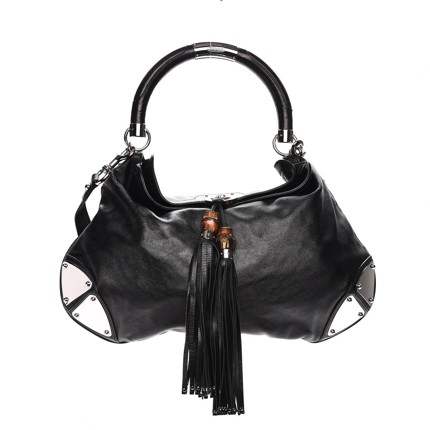 Gucci Calfskin Large Indy Top Handle Hobo Black 1 of 10