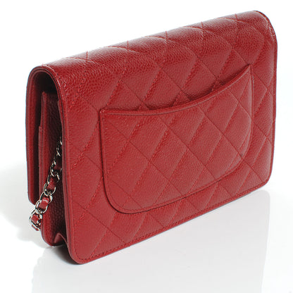Chanel Caviar Classic Wallet on Chain WOC Red 3 of 8
