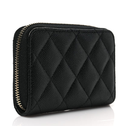 Chanel Caviar Quilted Perforated CC Zip Coin Purse Black 3 of 8
