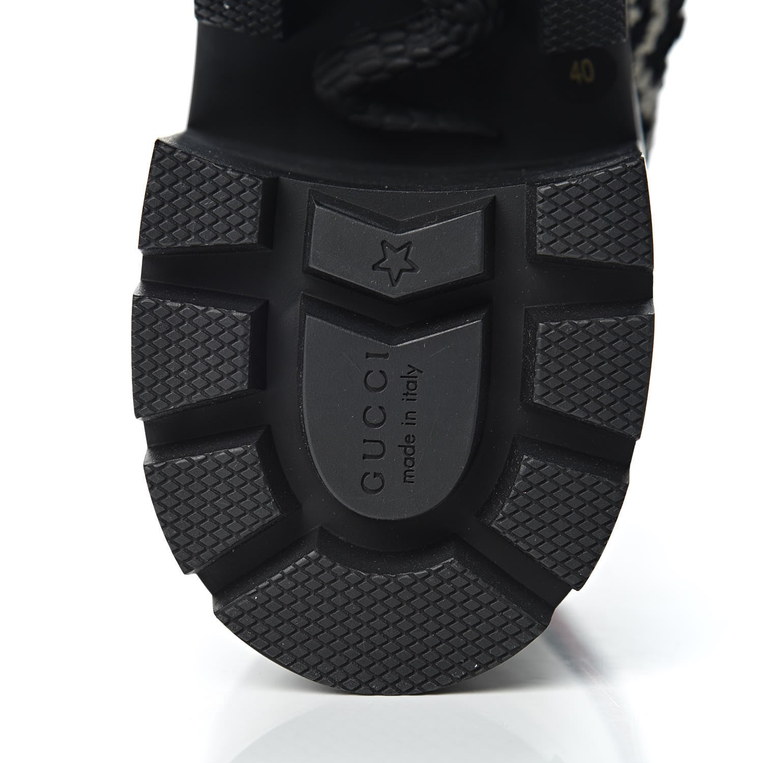 Gucci Tweed GG Monogram Lace Up Combat Ankle Boots 40 Black 6 of 10