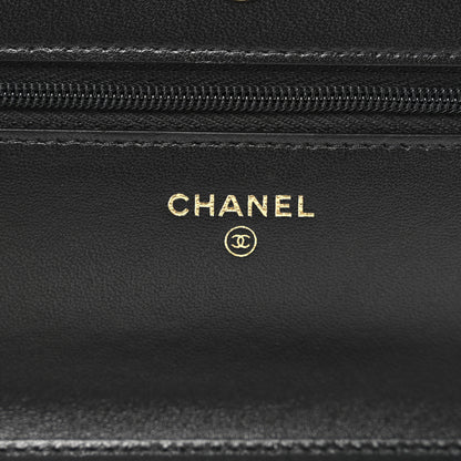 Chanel Lambskin Quilted Wallet On Chain WOC Black 6 of 12