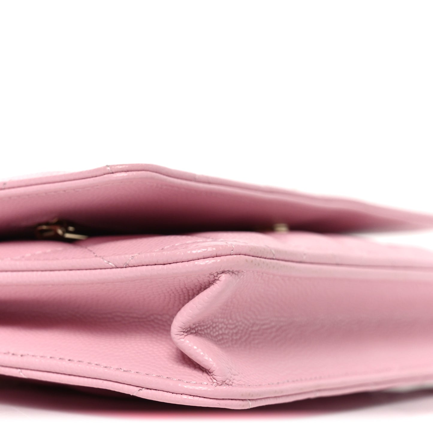 Caviar Quilted Textured CC Wallet on Chain WOC Light Pink