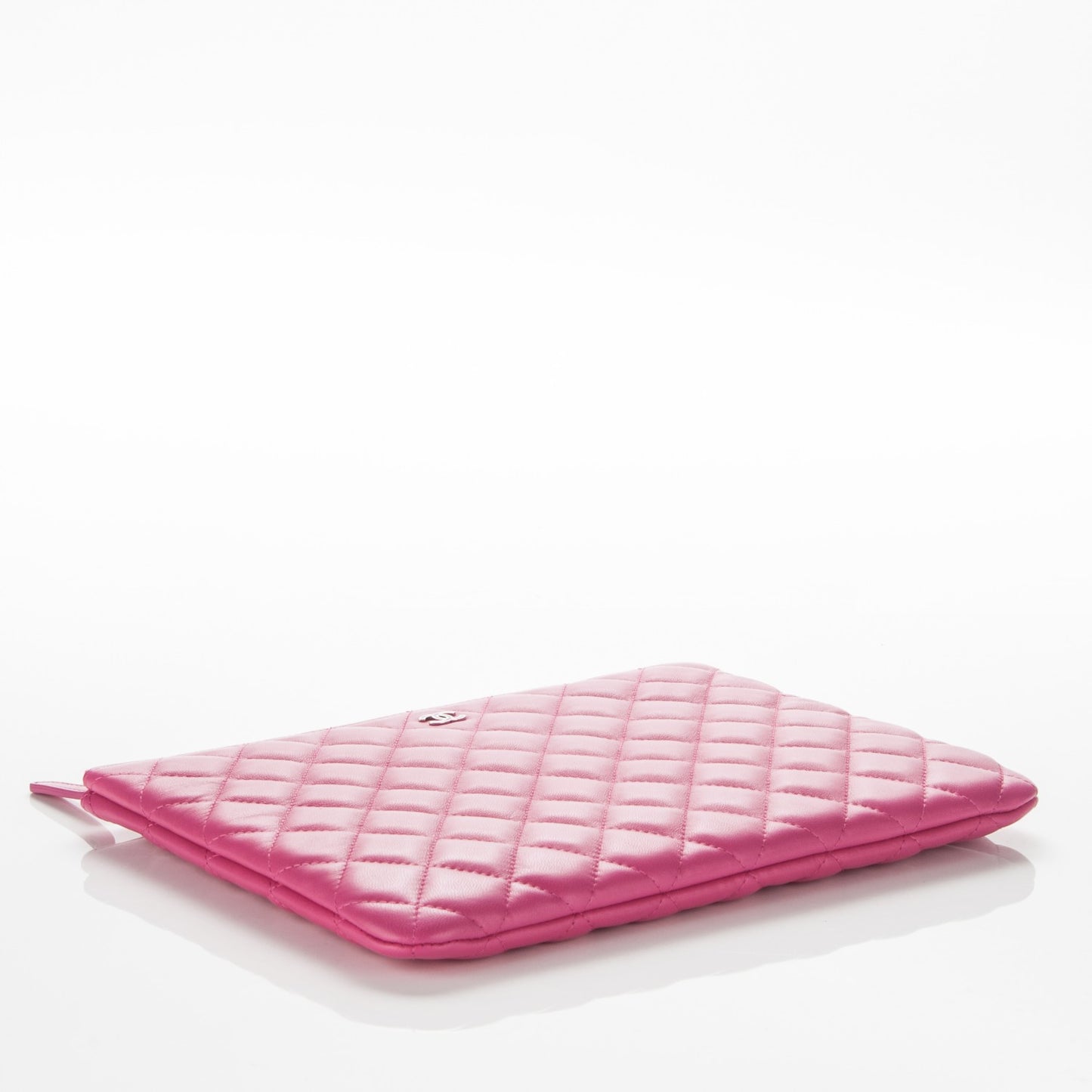 Lambskin Quilted Medium Cosmetic Case Pink