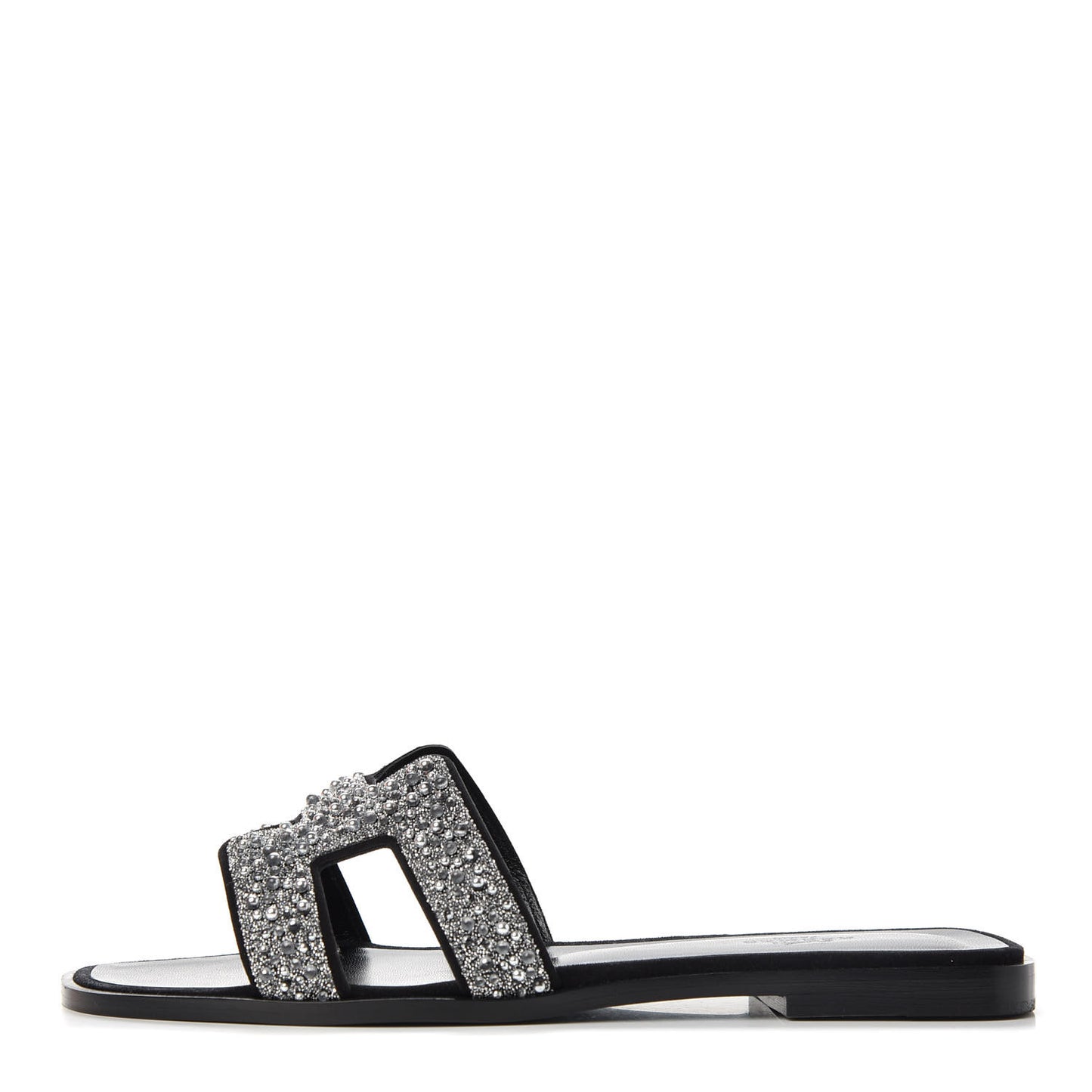 Goatskin Crystal Oran Sandals 38.5 Black
