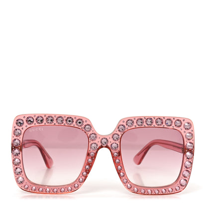Gucci Acetate Crystal Oversize Sunglasses GG0148S Pink 2 of 7