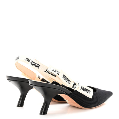 Christian Dior Technical Canvas Ribbon J Adior Slingback 65mm Pumps 37.5 Black 4 of 15