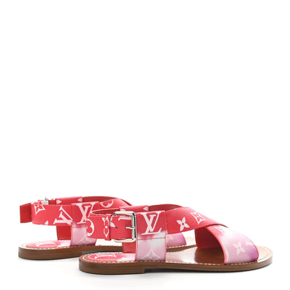 Louis Vuitton Monogram Escale Palma Flat Sandals 37.5 Rouge 4 of 6