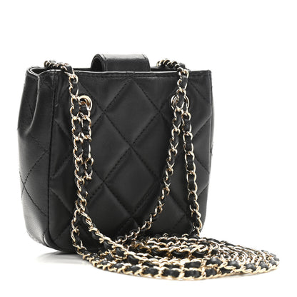 Chanel Lambskin Quilted Tiny Shopping Clutch With Chain Black 3 of 11