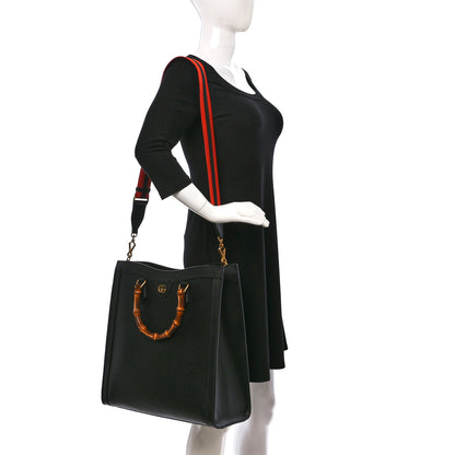Gucci Wonka Grain Calfskin Large Diana Tote Bag Black 2 of 11
