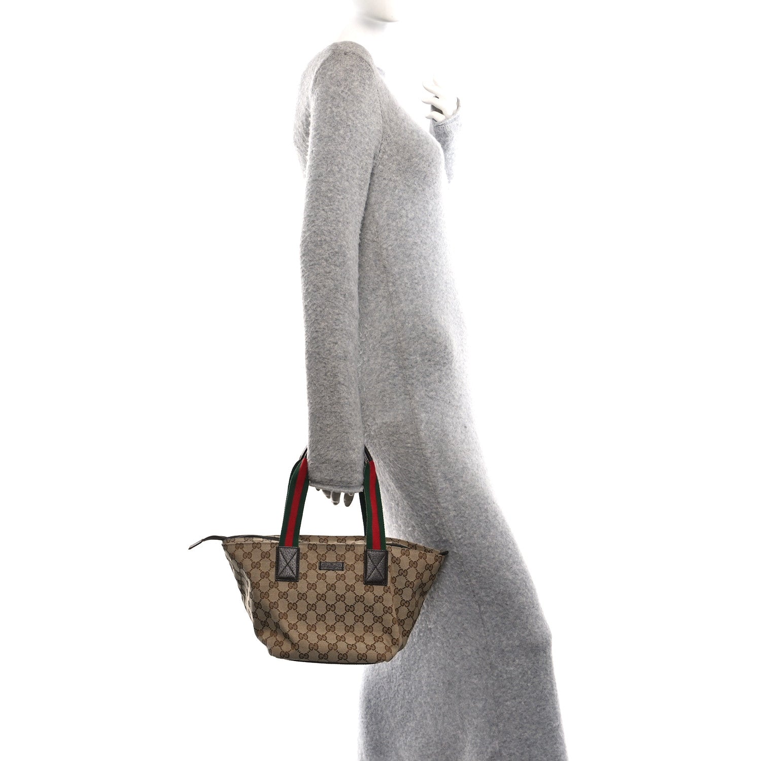 Gucci GG Monogram Small Web Handle Bucket Tote  Dark Brown 2 of 10