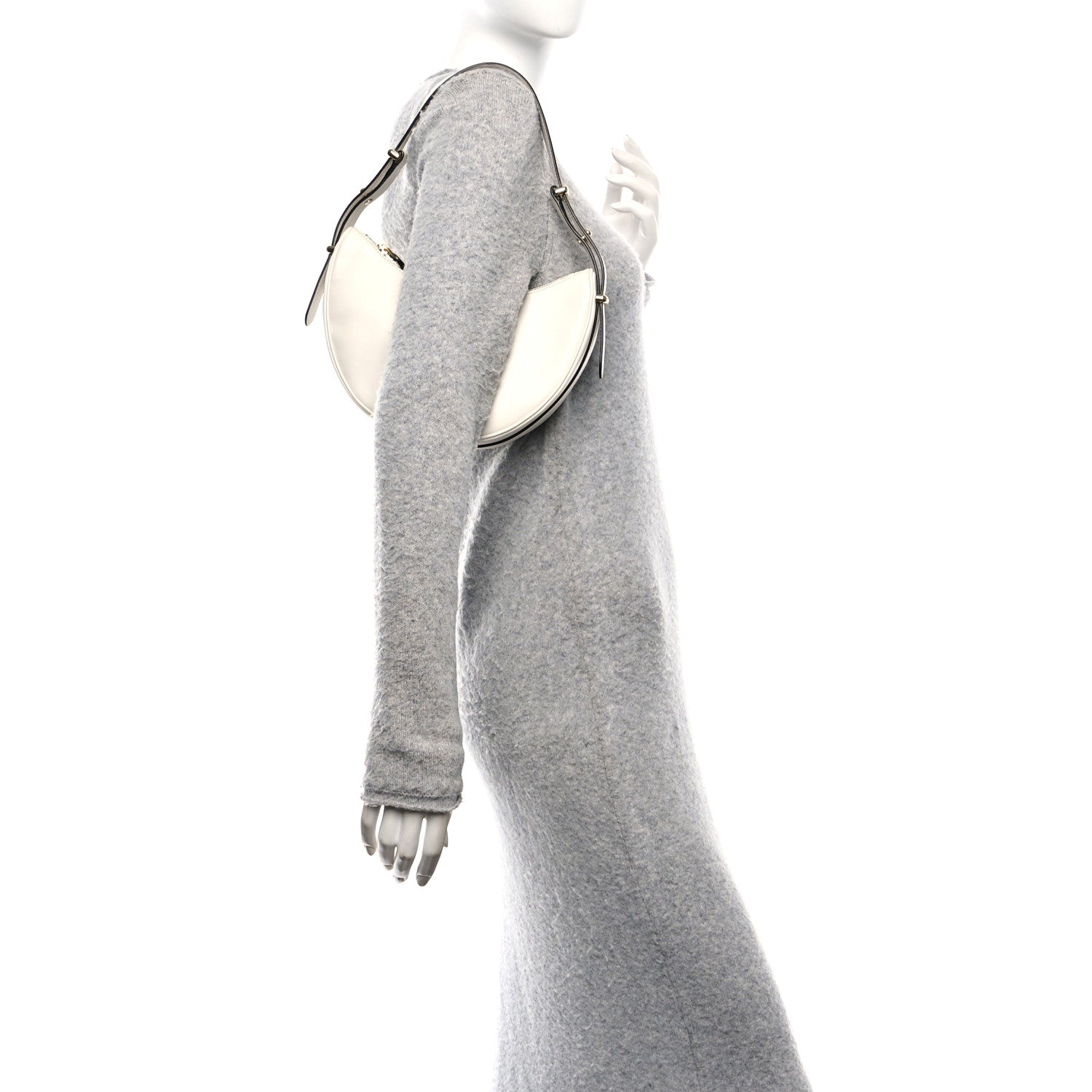 Prada Soft Calfskin Arque Shoulder Bag White 2 of 9