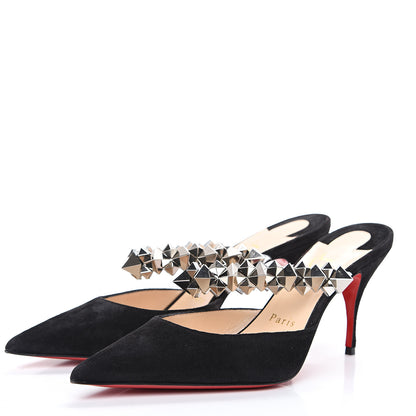 Christian Louboutin Veau Velours Specchio Planet Choc 80 Mule 37.5 Black 3 of 8