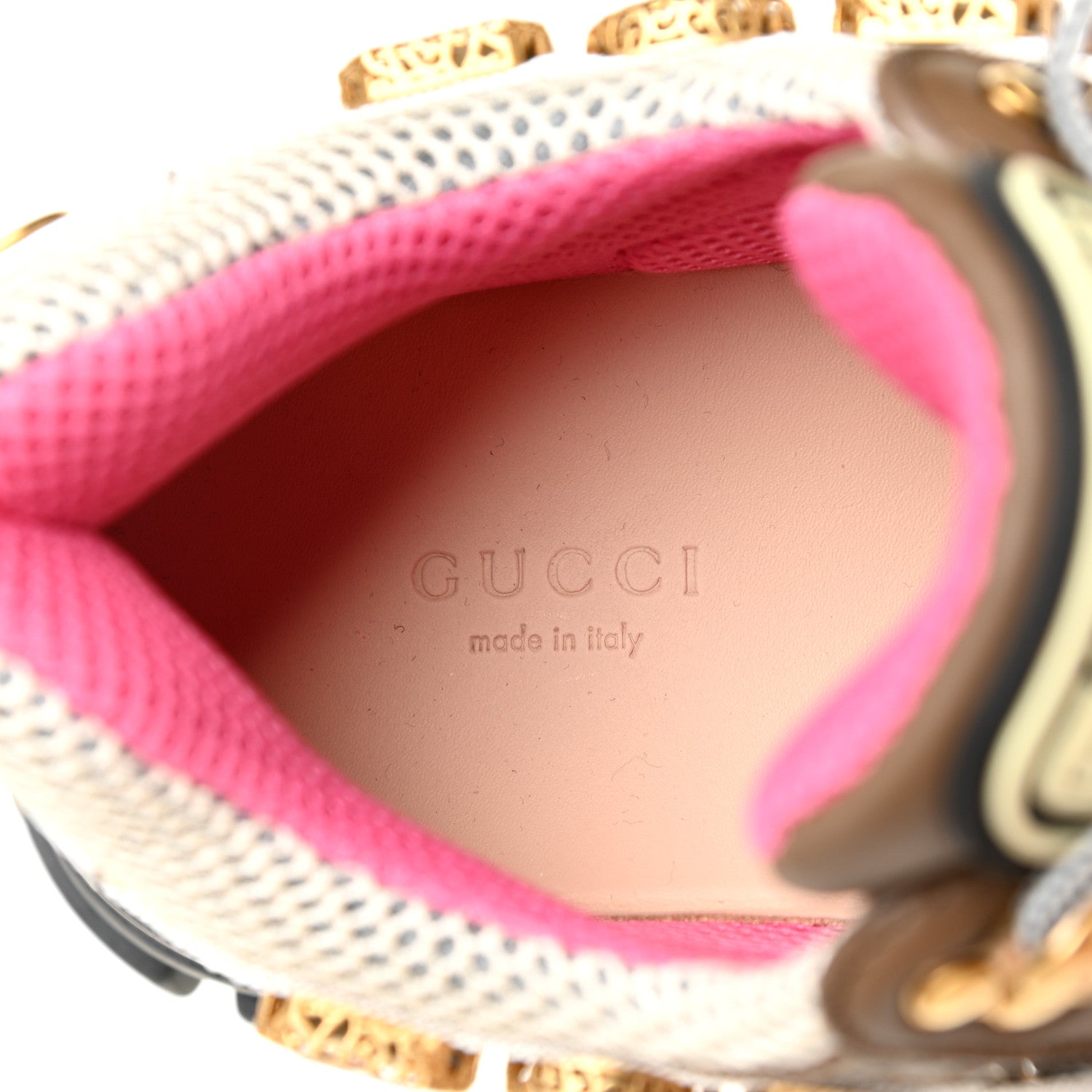 Gucci X SEGA Mesh Canvas Calfskin Removable Crystals Womens Flashtrek Sneakers 37.5 White Box Pink Ardesia Loess 8 of 9