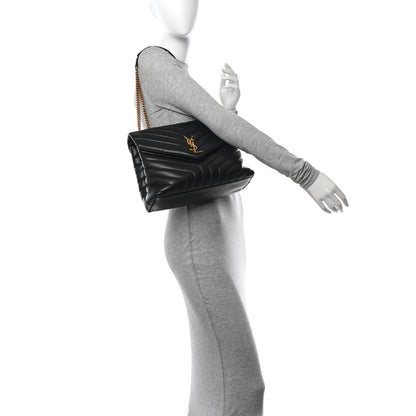 Saint Laurent Calfskin Y Quilted Monogram Medium Loulou Chain Satchel Black 2 of 10