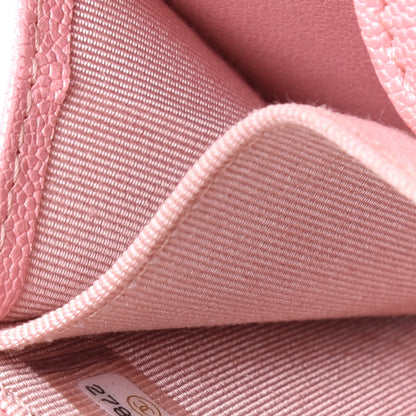 Chanel Iridescent Caviar Flap Quilted Card Holder Wallet Pink 8 of 10