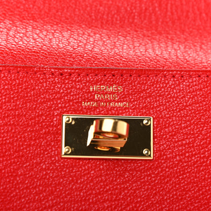 Hermes Chevre Mysore Kelly Pocket Compact Wallet Rouge de Coeur 6 of 7