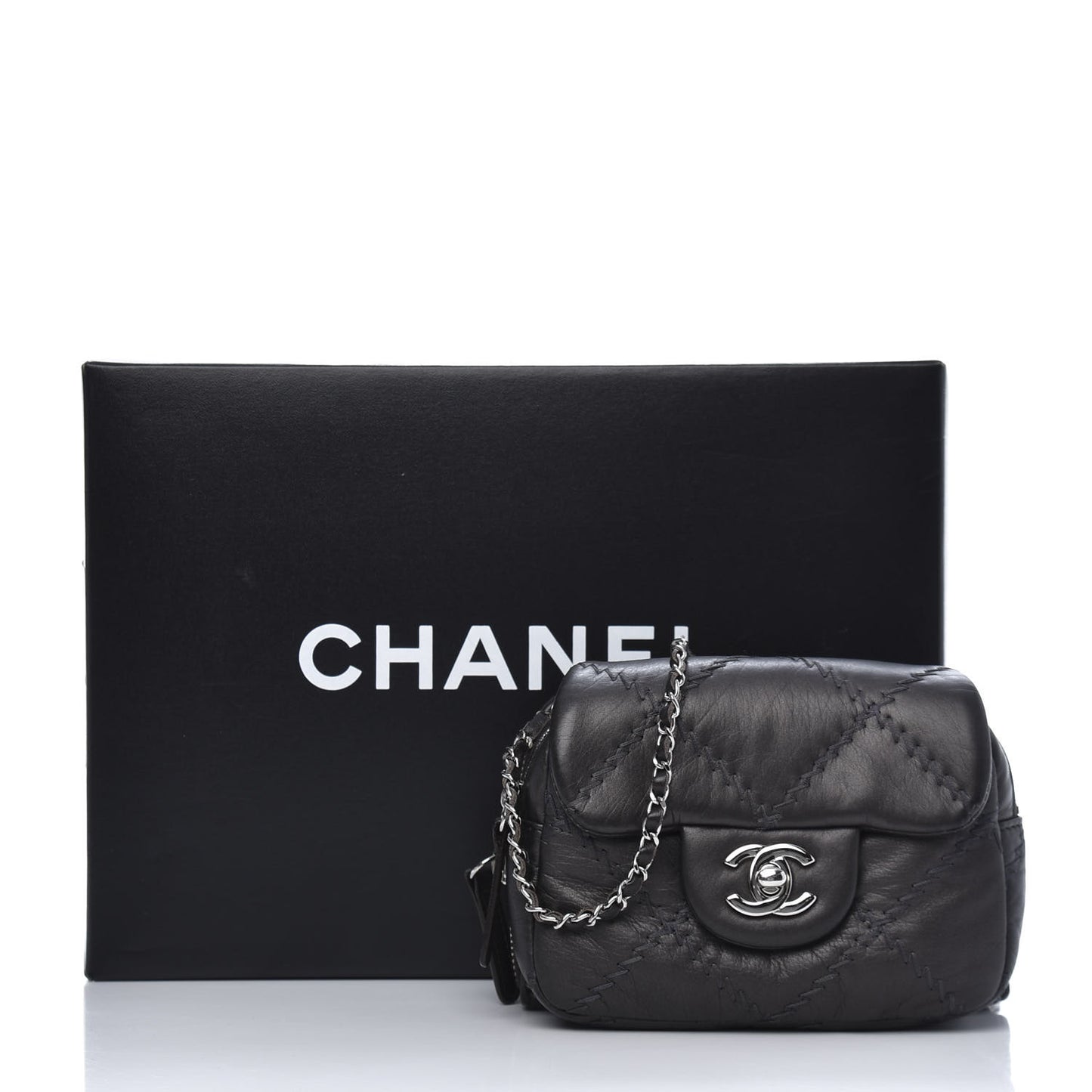 Metallic Lambskin Stitched New Mini Flap Grey