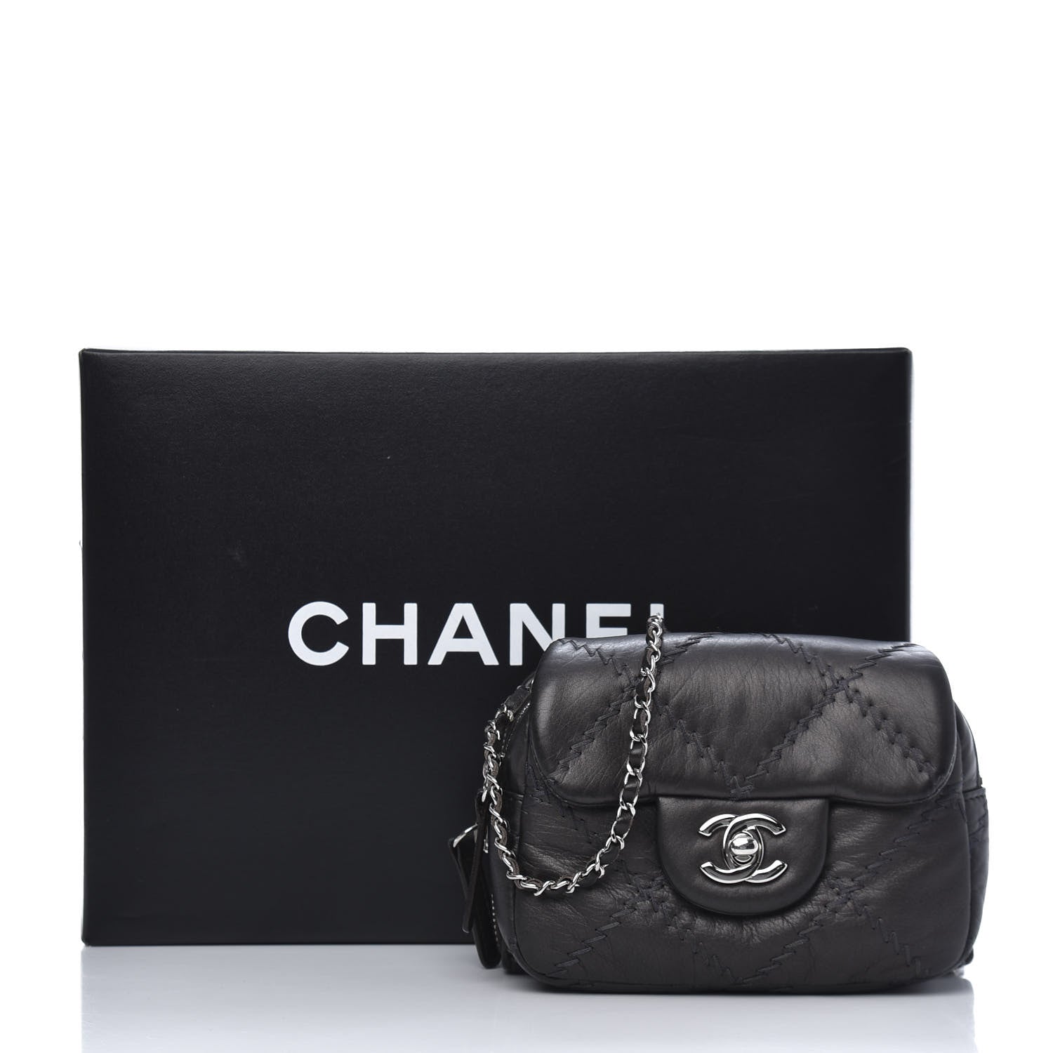 Chanel Metallic Lambskin Stitched New Mini Flap Grey 14 of 14