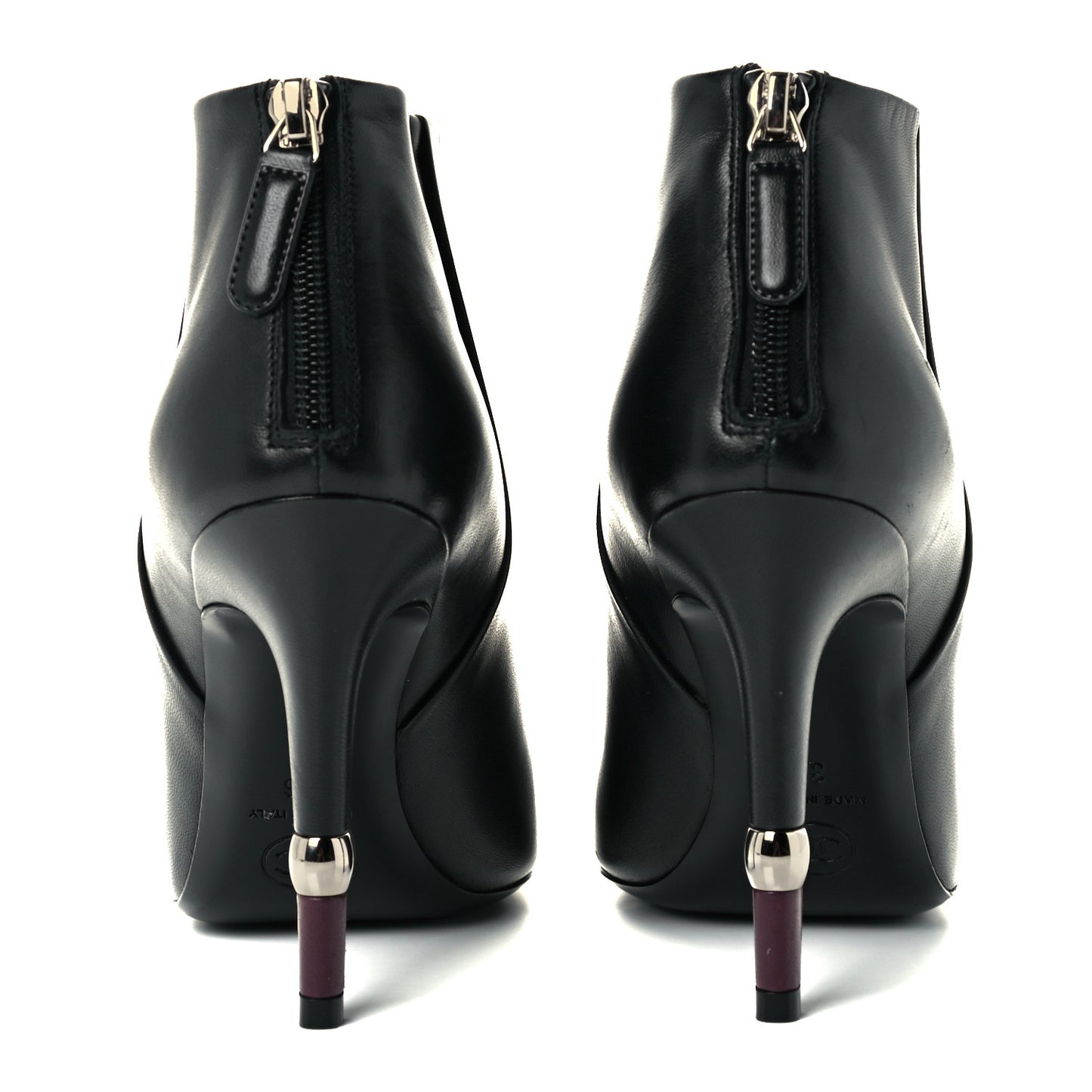 Lambskin Patent Cap Toe CC Ankle Boots 36 Black