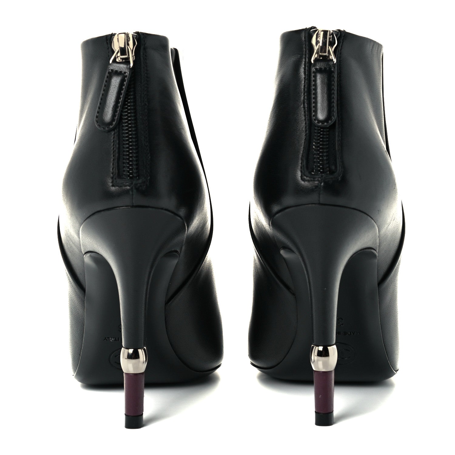 Chanel Lambskin Patent Cap Toe CC Ankle Boots 36 Black 6 of 11