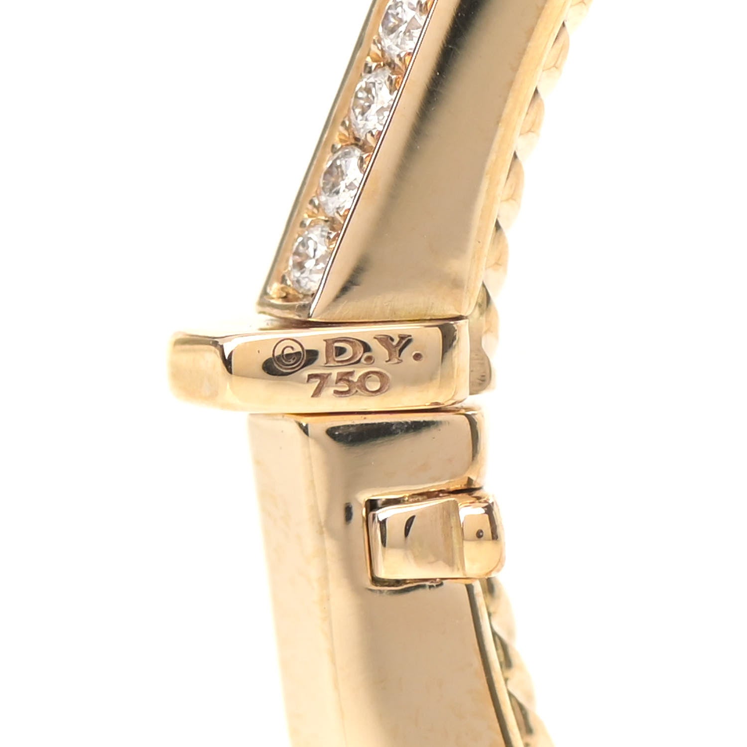 David Yurman 18K Yellow Gold Diamond 3mm Stax Single Row Faceted Bracelet 3 of 6