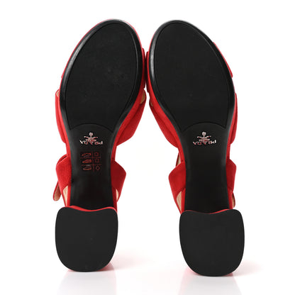 Prada Camoscio Crisscross Platform 25/85mm Sandals 37.5 Red 6 of 10