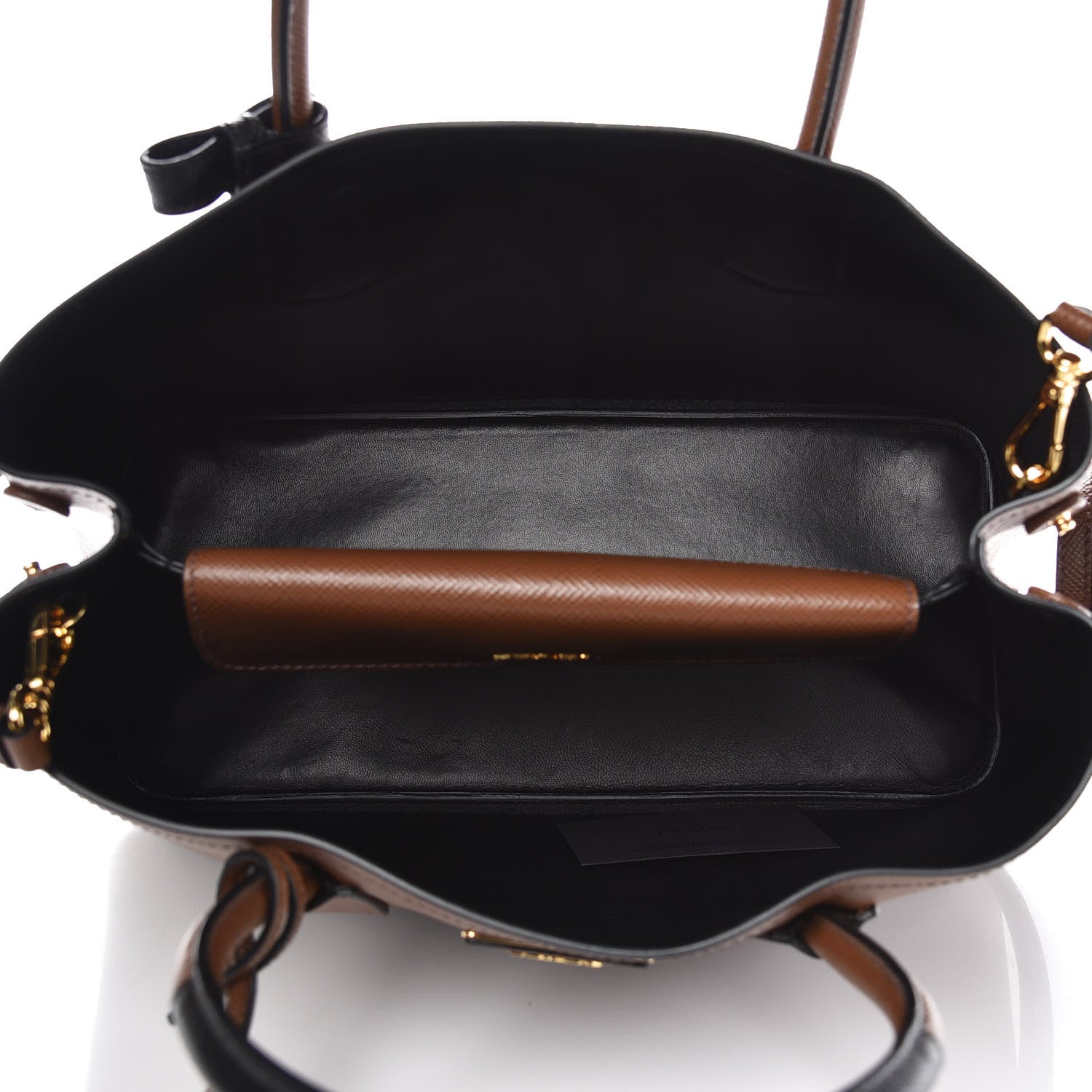Prada Saffiano Cuir Medium Bi-Color Double Bag Palissandro Black 5 of 8