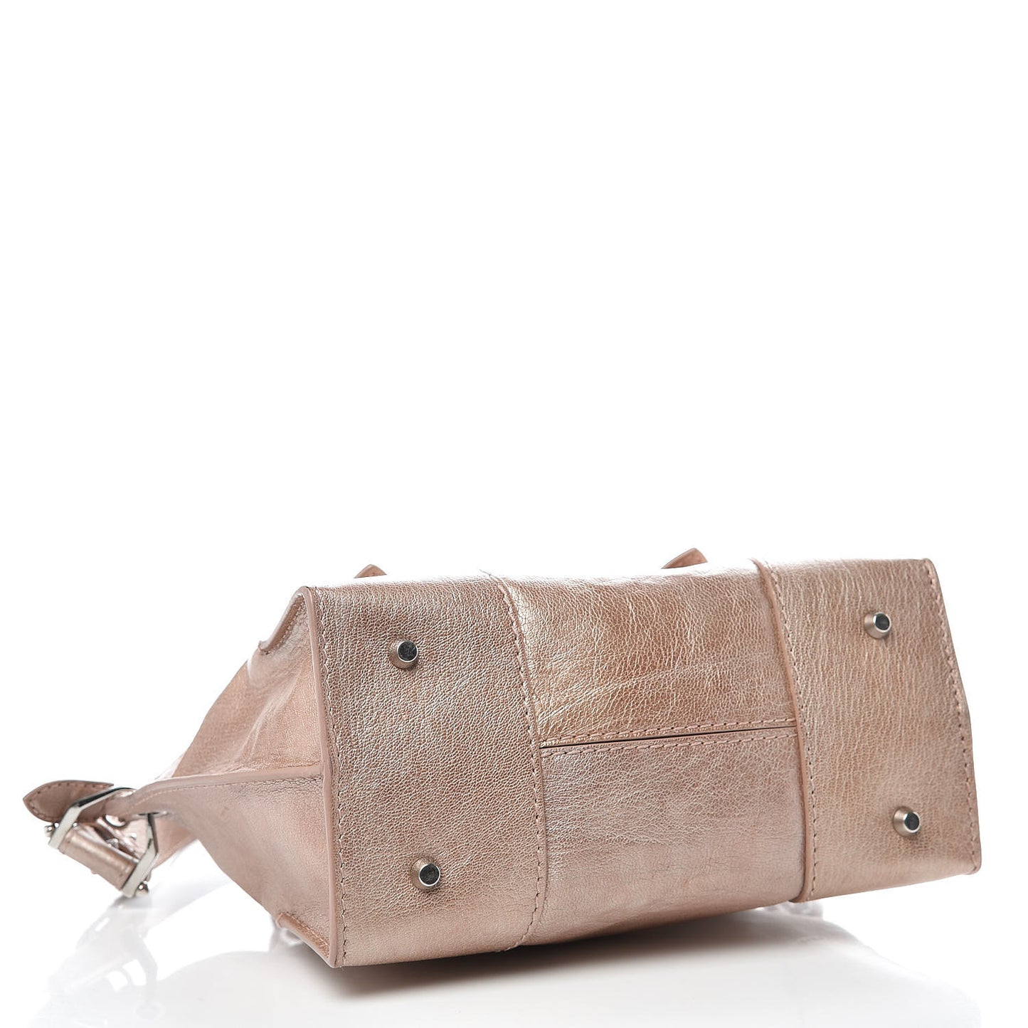 Metallic Grained Goatskin Small Legend Satchel Pink