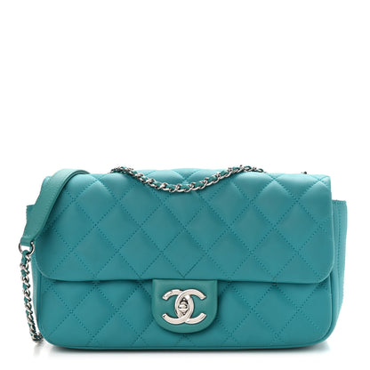 Chanel Lambskin Quilted Small Coco Rain Flap Turquoise 1 of 13