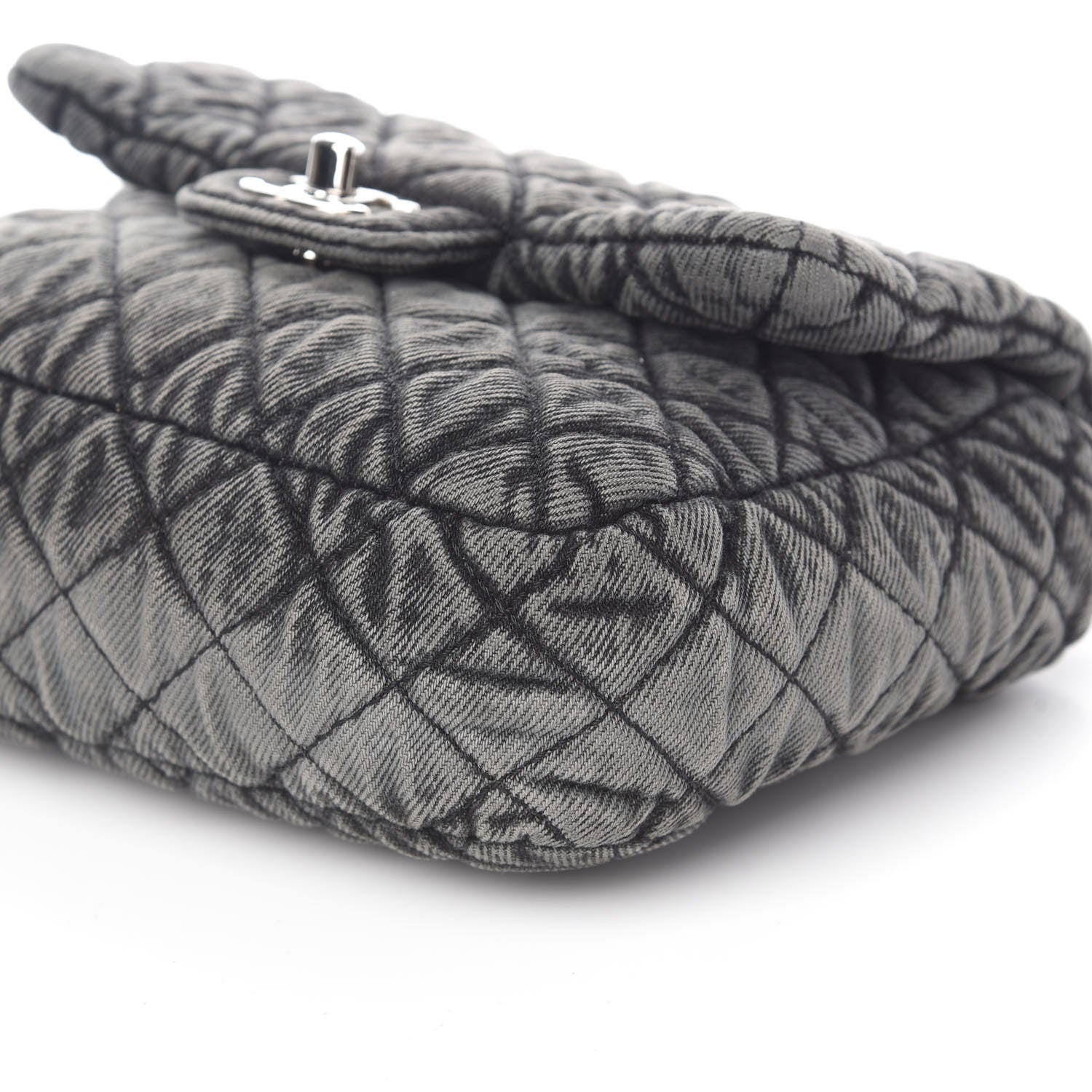 Chanel Washed Denim Quilted Small Denimpression Flap Grey Black 9 of 10
