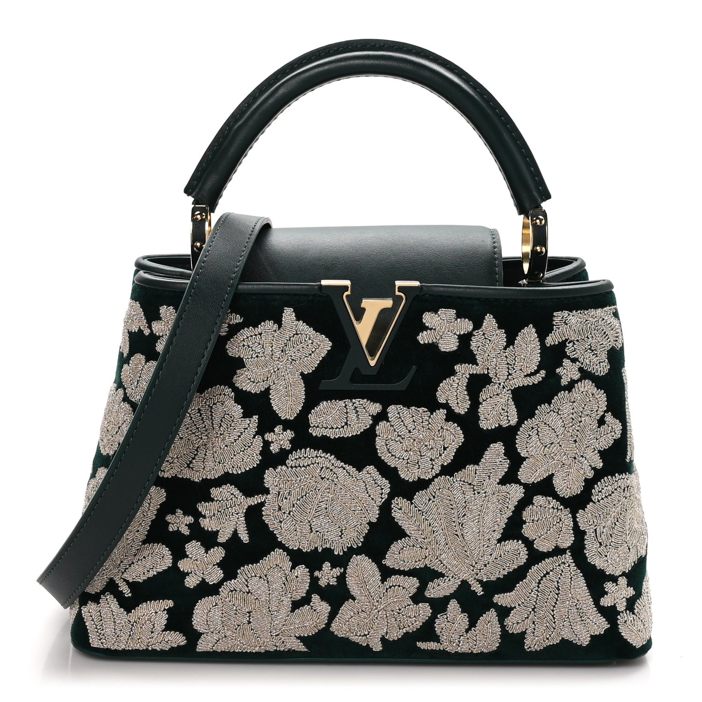 Velvet Embroidery Capucines BB Green