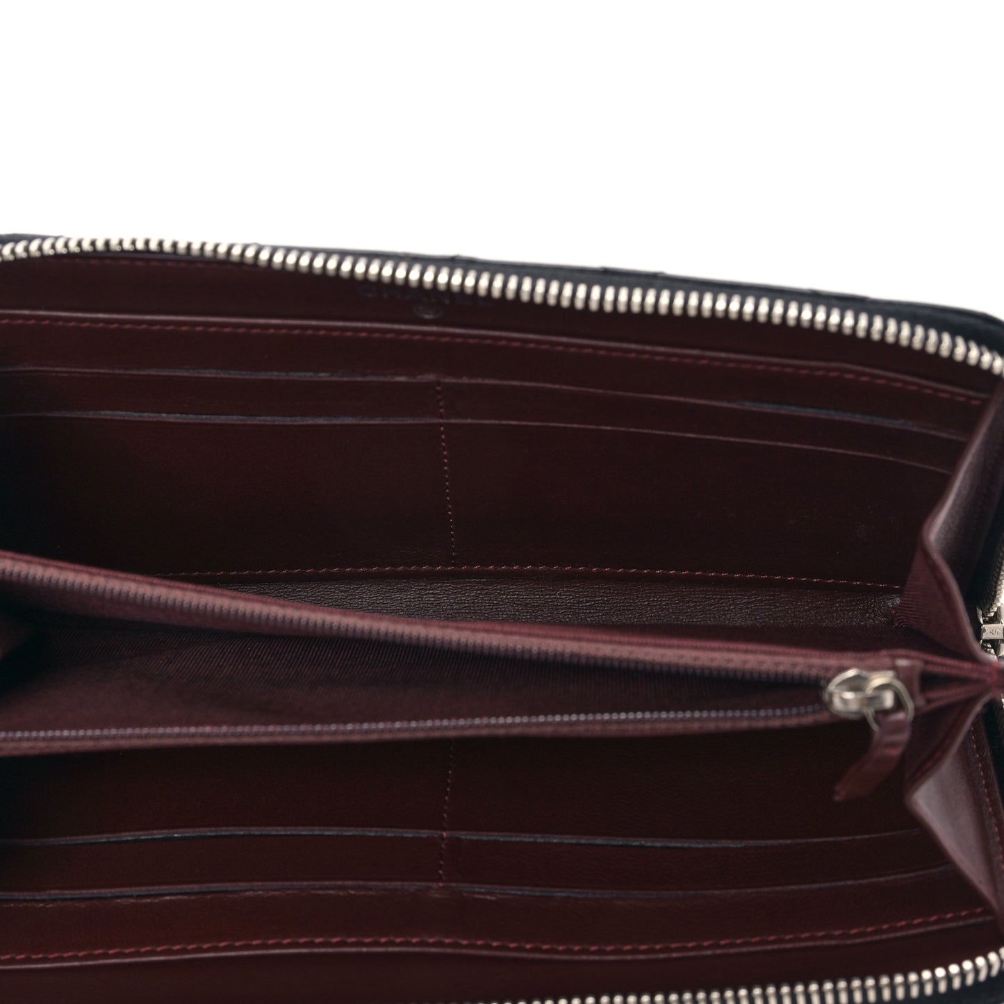 Lambskin Quilted Large Gusset Zip Around Wallet Black