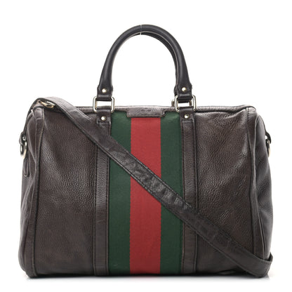 Gucci Calfskin Vintage Web Medium Boston Dark Brown 1 of 21