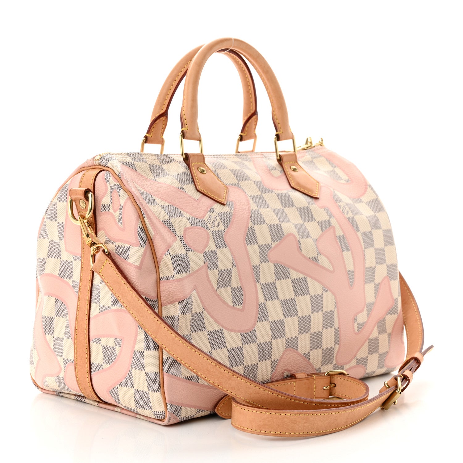 Louis Vuitton Damier Azur Tahitienne Speedy Bandouliere 30 Rose Ballerine 2 of 13
