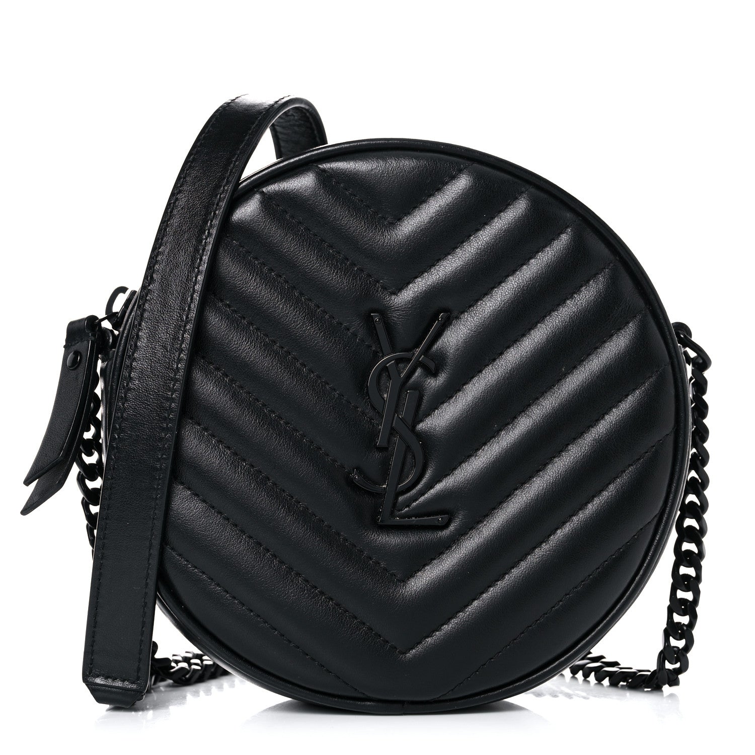 Saint Laurent Calfskin Matelasse Chevron Round Vinyle Camera Bag Black 1 of 17