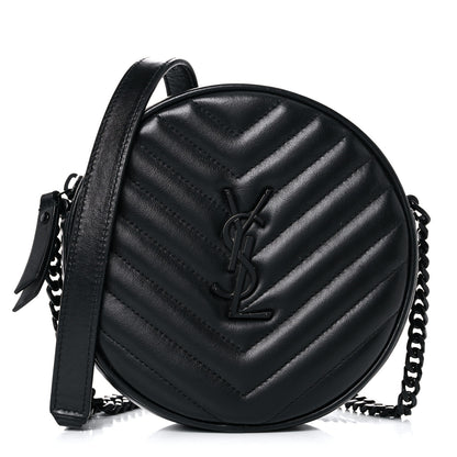 Saint Laurent Calfskin Matelasse Chevron Round Vinyle Camera Bag Black 1 of 17