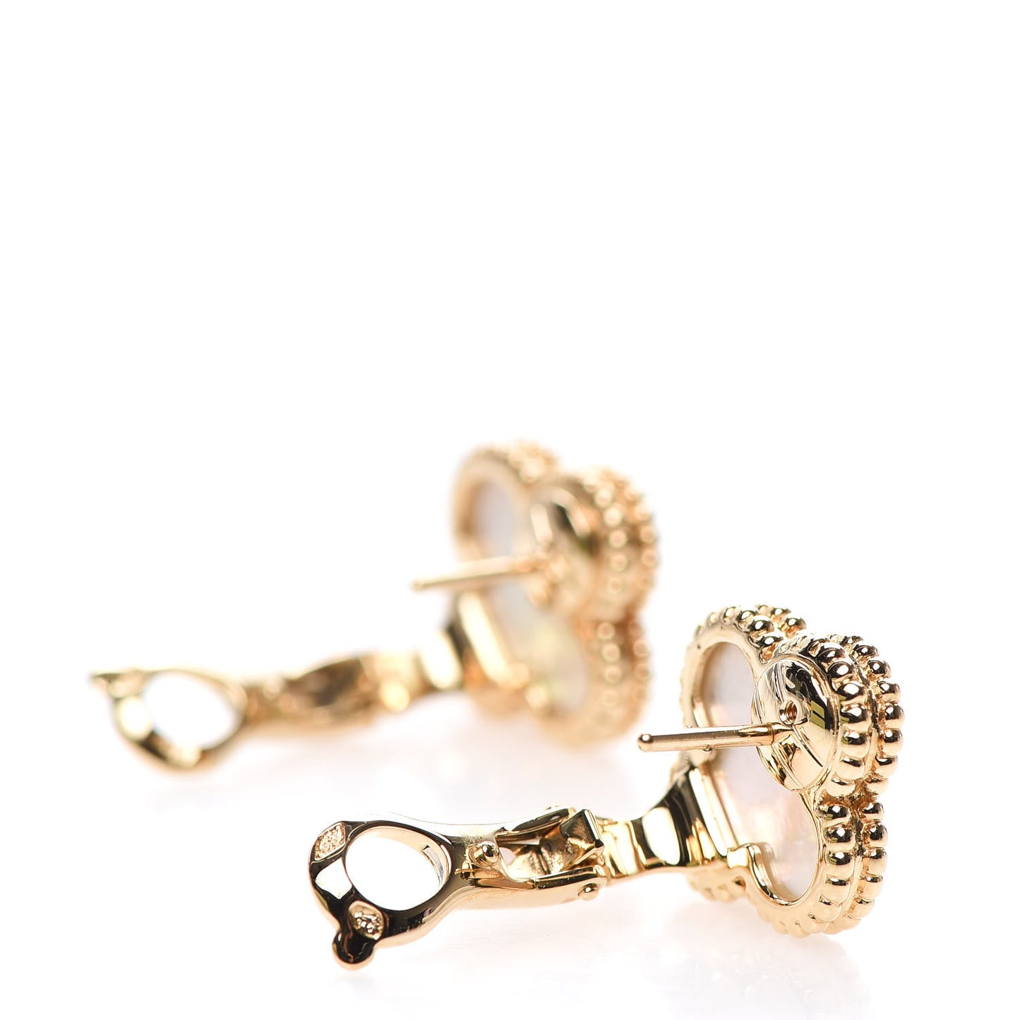 18K Yellow Gold Mother of Pearl Vintage Alhambra Earrings