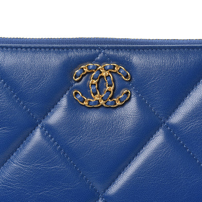 Chanel Goatskin Quilted Large Chanel 19 Pouch Dark Blue 8 of 9