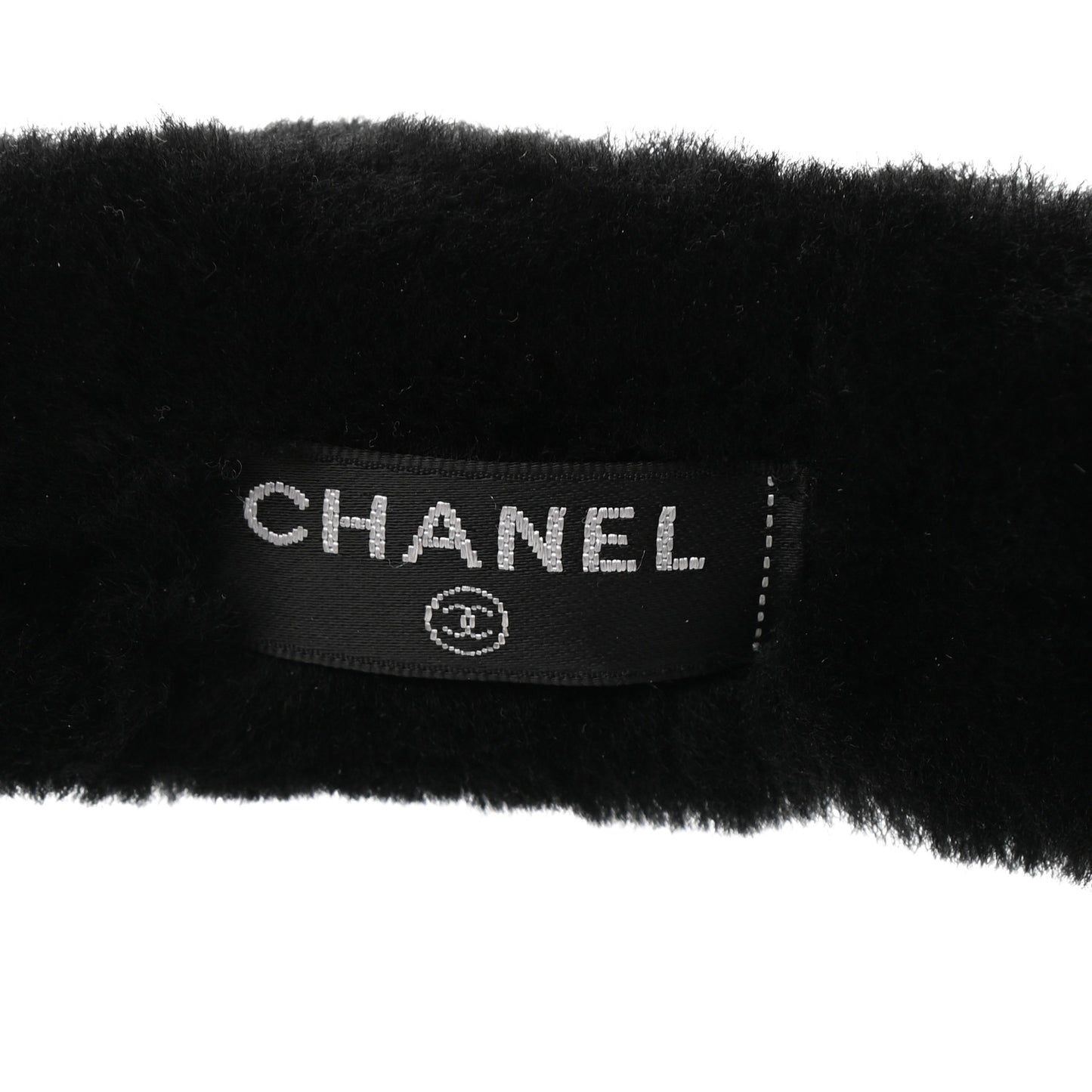 Shearling CC Ear Muffs Black White
