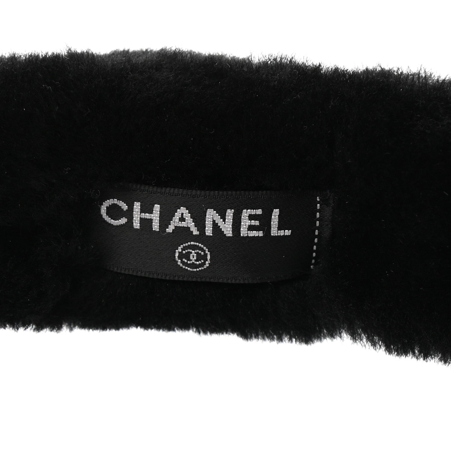 Chanel Shearling CC Ear Muffs Black White 5 of 6