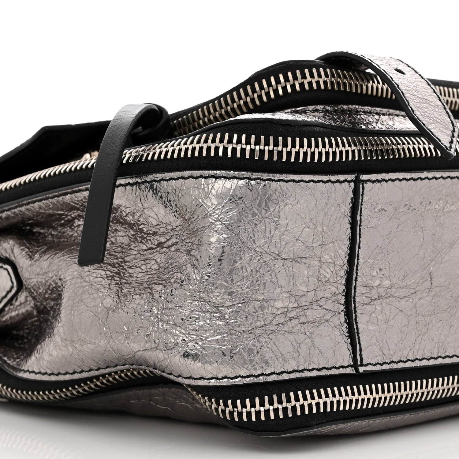 Proenza Schouler Metallic Paper Lambskin Medium PS1 Plus Zip Satchel Dark Silver 9 of 10