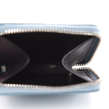 Balenciaga Calfskin Logo Zip Coin Purse Bleu 5 of 7