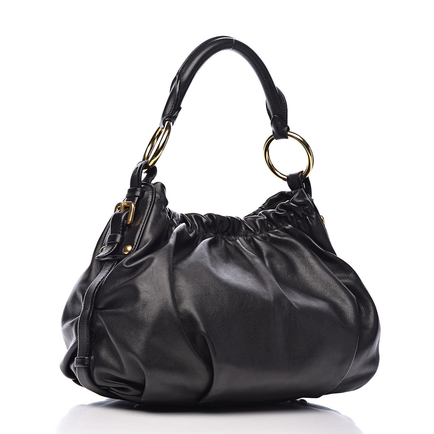 Soft Calfskin Pleated Hobo Black