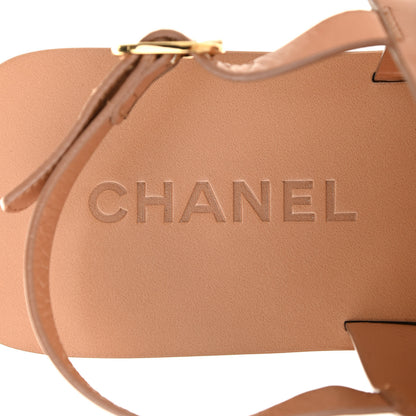 Chanel Goatskin CC Sandals 37 Brown 7 of 10