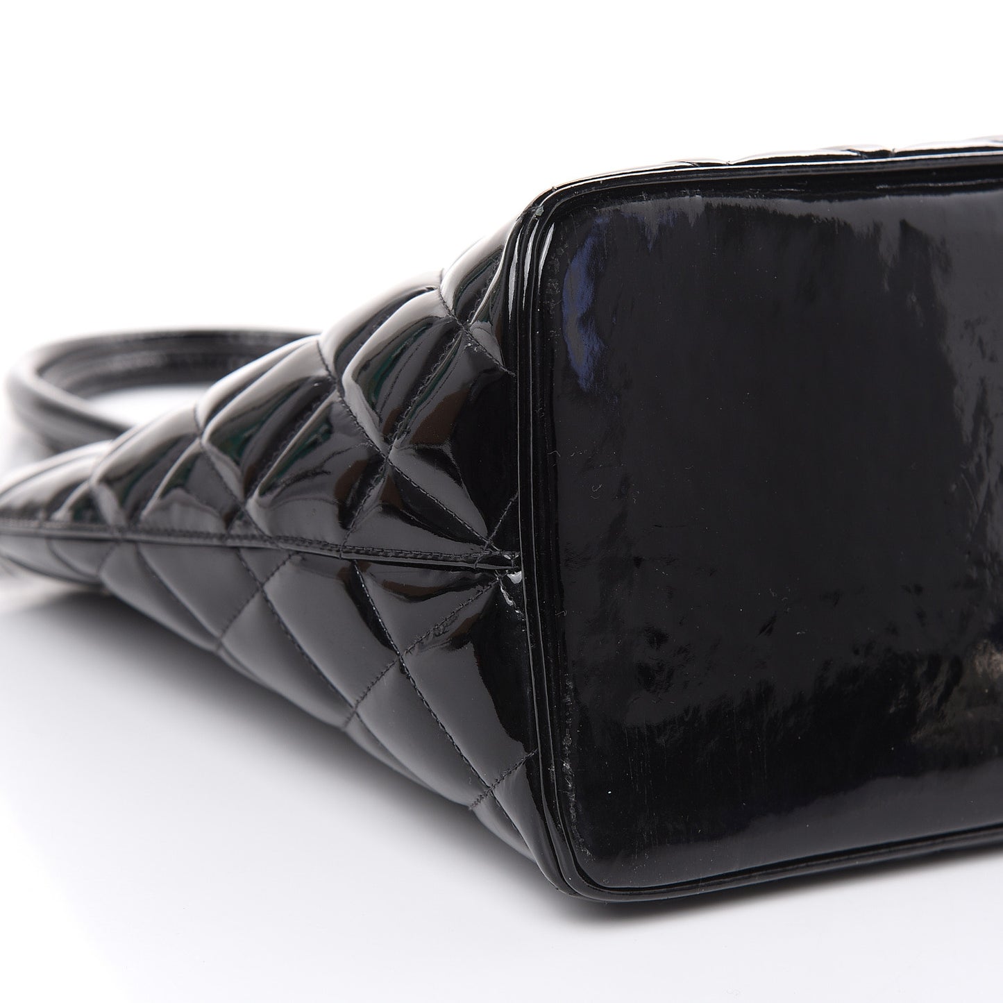 Patent Quilted Medallion Tote Black