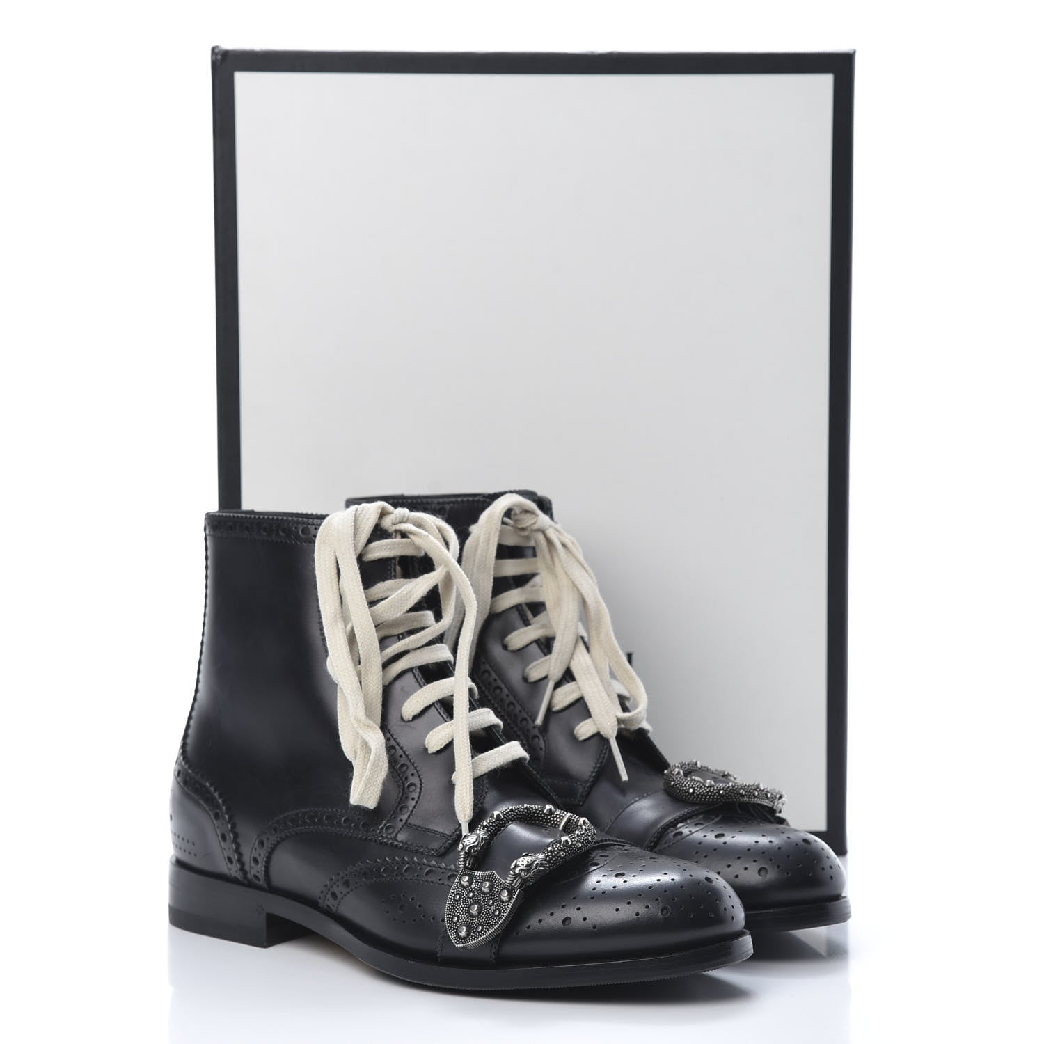 Gucci Calfskin Mens Queercore Brogue Wingtip Boots 6.5 Black 8 of 8