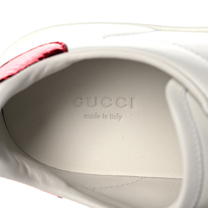 Gucci Calfskin Ayers Bee Embroidered Womens Ace Sneakers 38.5 White Green 7 of 9