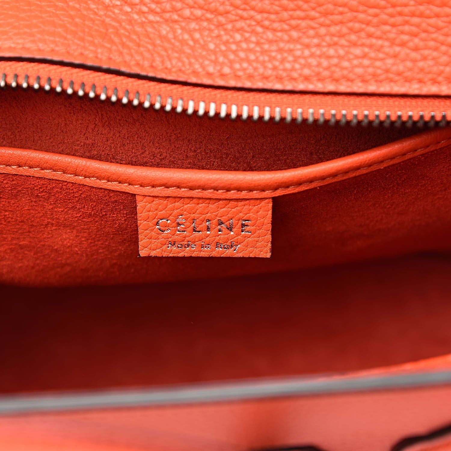 Celine Drummed Calfskin Nano Luggage Vermillion 6 of 11