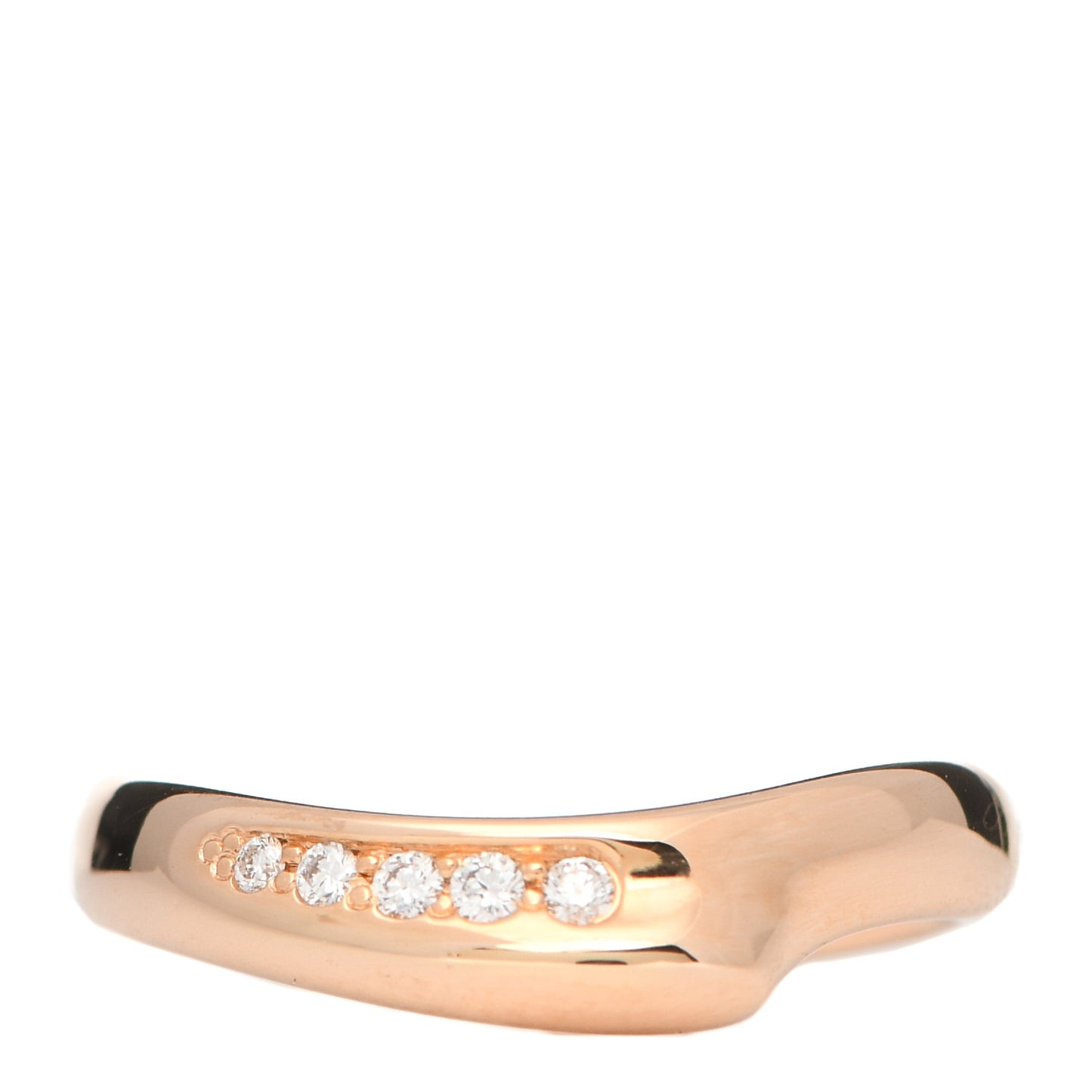 18K Rose Gold Diamond Elsa Peretti Open Heart Band Ring 45 3.5